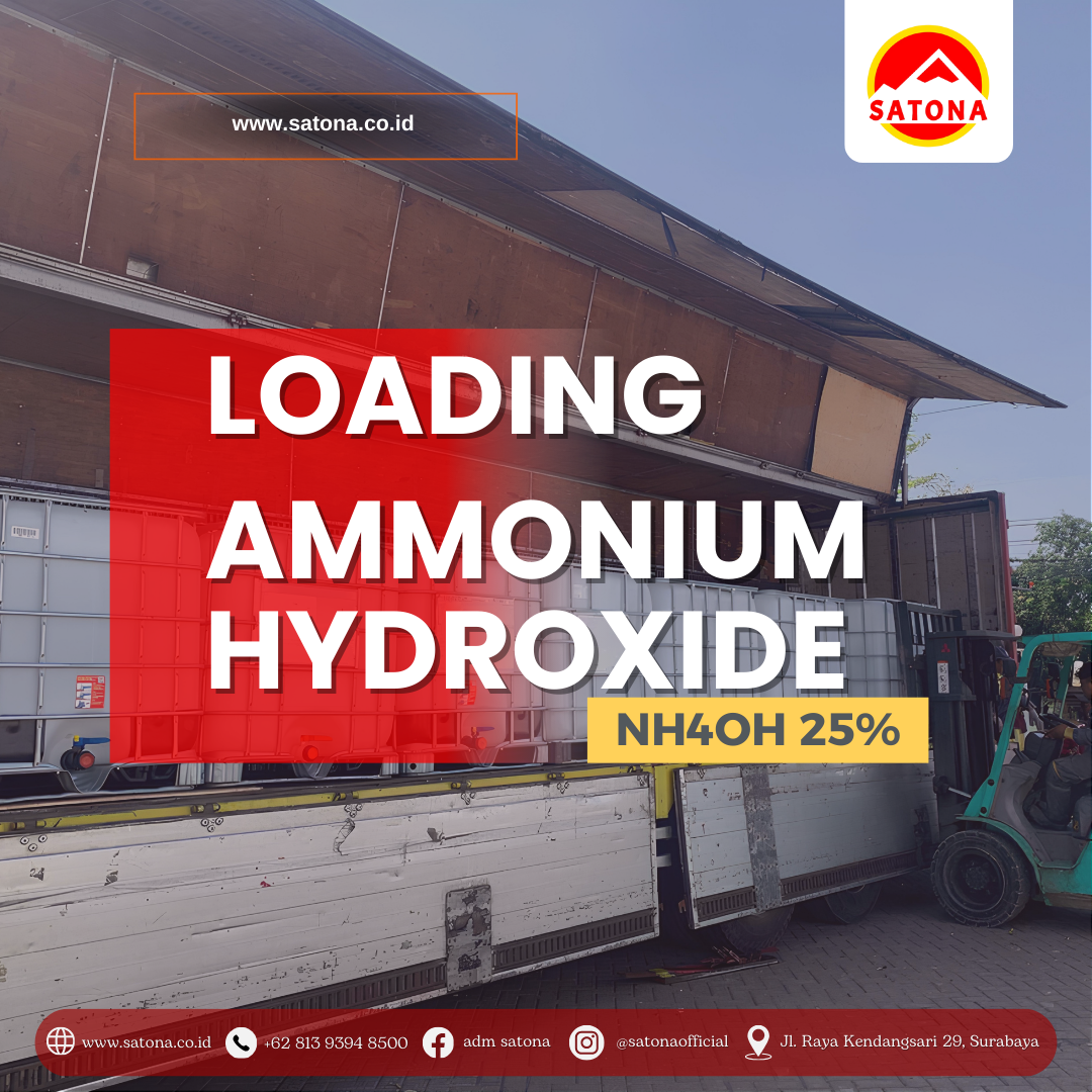 Proses Pengiriman Ammonium Hydroxide (NH4OH 25%) yang Aman dan Tepat Waktu <h2><strong>Proses Loading Ammonium Hydroxide (NH4OH 25%): Solusi Kimia Terpercaya untuk Industri Anda</strong></h2><p>Di Satona Chemical, kami selalu berkomitmen untuk memberikan layanan terbaik bagi setiap pelanggan. Salah satunya adalah dengan memastikan setiap pengiriman produk dilakukan dengan penuh perhatian terhadap keselamatan dan ketepatan waktu. Salah satu produk unggulan kami adalah Ammonium Hydroxide (NH4OH 25%) yang telah terbukti dapat mendukung berbagai kebutuhan industri Anda. Mari simak lebih dalam bagaimana kami menjamin kualitas dan layanan terbaik!</p><h3>Mengapa Harus Memilih Satona Chemical?</h3><p>Kami tidak hanya menyediakan produk, tetapi juga solusi yang memastikan kelancaran operasi bisnis Anda. Berikut alasan mengapa Satona Chemical adalah pilihan yang tepat:</p><p>1. <strong>Produk Berkualitas Tinggi</strong></p><p>Setiap produk yang kami pasarkan, termasuk Ammonium Hydroxide (NH4OH 25%), telah melalui proses pengendalian kualitas yang ketat. Kami menjamin bahwa produk kami memenuhi standar tertinggi agar memberikan hasil yang optimal bagi industri Anda.</p><p>2. <strong>Pengiriman Tepat Waktu</strong></p><p>Kami memahami bahwa waktu adalah hal yang sangat berharga bagi bisnis Anda. Dengan dukungan tim profesional dan sistem logistik yang efisien, kami memastikan bahwa pengiriman produk NH4OH 25% selalu sampai tepat waktu sesuai dengan jadwal yang telah disepakati.</p><p>3. <strong>Pelayanan Terpercaya</strong></p><p>Dengan pengalaman bertahun-tahun dalam industri kimia, kami telah dipercaya oleh berbagai perusahaan besar dan kecil. Satona Chemical menjadi mitra terpercaya dalam menyediakan produk kimia untuk berbagai sektor industri.</p><p>4. <strong>Dukungan Pelanggan Responsif</strong></p><p>Kami memiliki tim layanan pelanggan yang siap membantu kapan saja. Baik itu pertanyaan terkait produk, pengiriman, atau konsultasi teknis, kami selalu siap memberikan respon cepat dan solusi yang sesuai dengan kebutuhan Anda.</p><h3>Mengenal Lebih Dekat Ammonium Hydroxide (NH4OH 25%)</h3><p>Ammonium Hydroxide (NH4OH 25%) adalah larutan amonia dalam air yang sering digunakan dalam berbagai sektor industri. Produk ini memiliki banyak manfaat yang dapat mendukung proses operasional Anda, di antaranya:</p><ul><li><strong>Pengolahan Air</strong>: NH4OH 25% digunakan untuk mengatur pH dan mengolah air di berbagai fasilitas pengolahan air.</li><li><strong>Pembersih Industri</strong>: Digunakan sebagai pembersih dalam berbagai aplikasi industri berkat sifatnya yang kuat.</li><li><strong>Manufaktur Kimia</strong>: Bahan dasar penting dalam pembuatan sejumlah produk kimia, termasuk pupuk dan bahan kimia lainnya.</li></ul><p>Dengan spesifikasi yang terjamin, Ammonium Hydroxide (NH4OH 25%) kami siap mendukung operasional industri Anda dengan kualitas dan konsistensi yang tinggi.</p><h3>Hubungi Kami Sekarang!</h3><p>Siap untuk meningkatkan kualitas operasional Anda dengan produk kimia terbaik? Hubungi Satona Chemical sekarang dan dapatkan produk Ammonium Hydroxide (NH4OH 25%) dengan pelayanan profesional yang akan memenuhi kebutuhan industri Anda.</p><p>📞 <strong>Telepon</strong>: +62 813 3934 8500<br> 🌐 <strong>Kunjungi Website</strong>: <a href="http://www.satona.co.id/">www.satona.co.id</a><br> 📍 <strong>Alamat</strong>: Jl. Raya Kendangsari 29, Surabaya</p><p>Satona Chemical – Mitra Anda dalam Solusi Kimia Terbaik!</p><p>#SatonaChemical #KimiaIndustri #AmmoniumHydroxide #NH4OH #SolusiIndustri #PengirimanCepat #KualitasTerjamin</p>